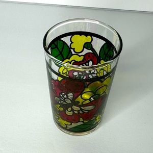 Vintage Stained Glass Design Shot‎ Juice Glass Butterfly & Flowers Votive Holder